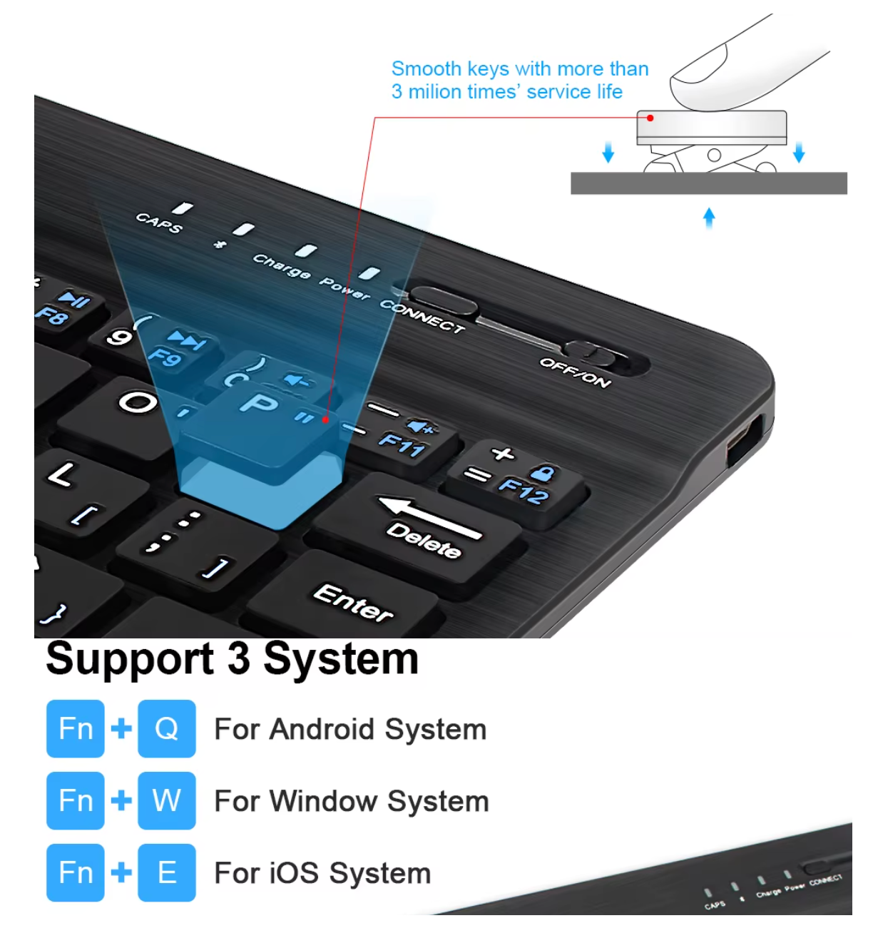 Bluetooth Wireless Mini Keyboard – For Laptop, Tablet, iPad & Phone | Rechargeable Gaming Keyboard – Android, iOS & Windows