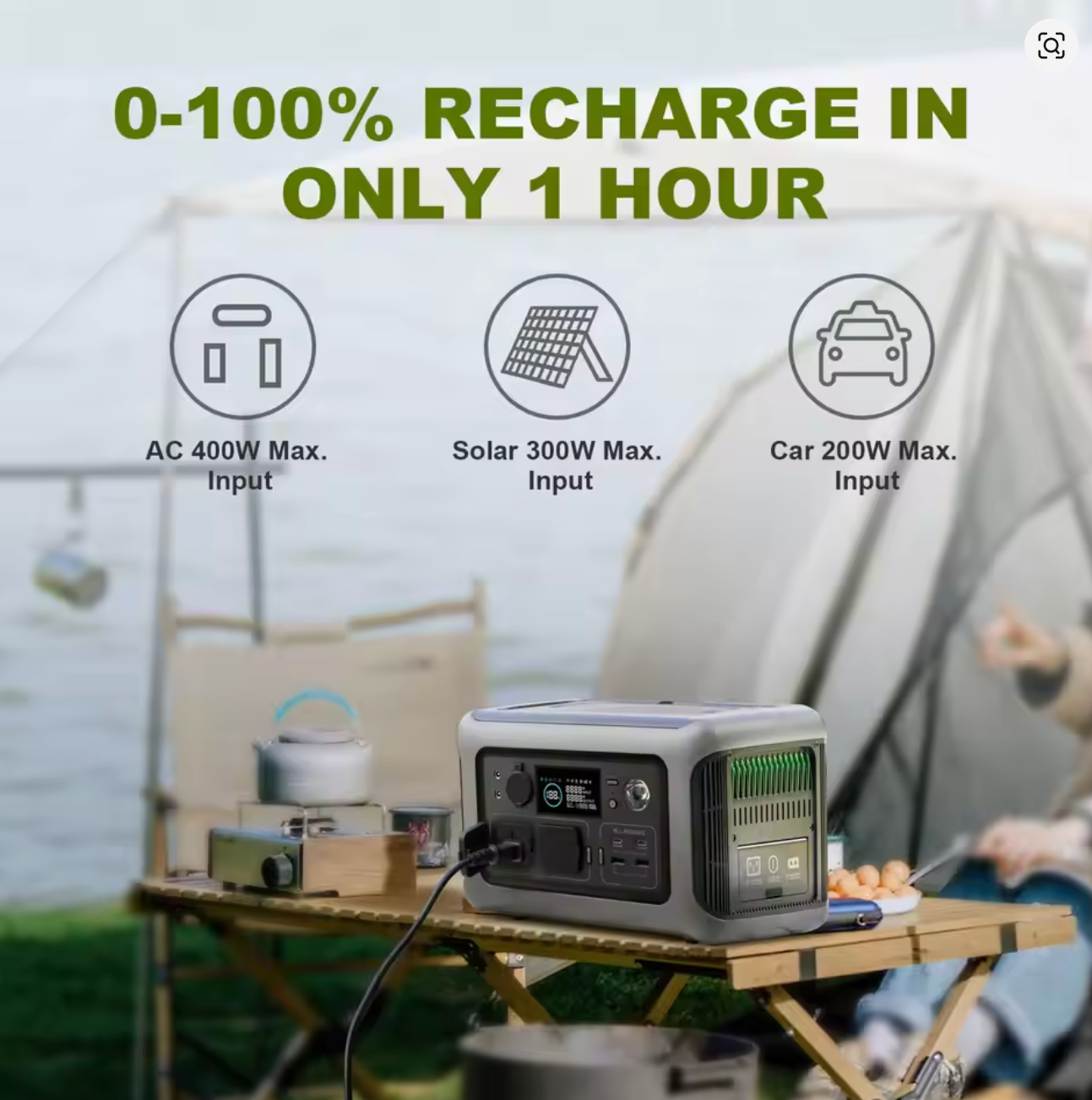 Eco ALLPOWERS R600 Portable Power Station – 299Wh Solar Generator, 600W AC Output, LiFePO4 Battery, Fast Charging & UPS Backup