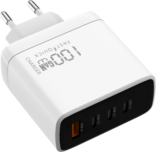 Power Adapter USB-C 100W PD GaN Quick Charger 4 in 1 